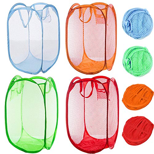 Qtopun Wäschekorb aus Netzstoff, faltbar, tragbar, für Schlafzimmer, Kinderzimmer, Hochschule, Schlafsaal und Reisen Orange,red,Green,Light Blue Qtopun Wäschekorb aus Netzstoff, faltbar, tragbar, für Schlafzimmer, Kinderzimmer, Hochschule, Schlafsaal und Reisen Orange,red,Green,Light Blue von Qtopun