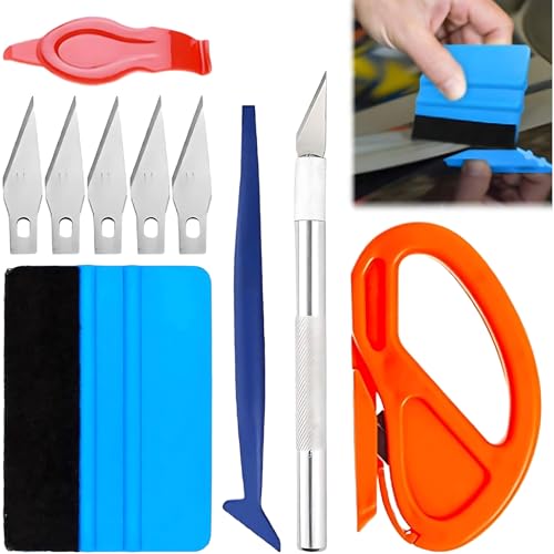 10 Stück Car Vinyl Wrap Tool Kit, Fensterfolienwerkzeuge Wrap Squeegee Tool mit Präzisionsmesser und Folienrakel, Hochwertiges Wallpaper Glättung Kit 10 Stück Car Vinyl Wrap Tool Kit, Fensterfolienwerkzeuge Wrap Squeegee Tool mit Präzisionsmesser und Folienrakel, Hochwertiges Wallpaper Glättung Kit von QttvbTna