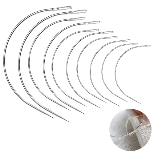 10 Stück Gebogene Nadeln Set, Rund Leder Sattlernadel Perücke C Gebogene Nadeln, Gebogene Nadeln Dünn Nadel Polsternadel, Leder Nähen Nadel für Lederprojekte Teppich Oder Segeltuch 10 Stück Gebogene Nadeln Set, Rund Leder Sattlernadel Perücke C Gebogene Nadeln, Gebogene Nadeln Dünn Nadel Polsternadel, Leder Nähen Nadel für Lederprojekte Teppich Oder Segeltuch von QttvbTna