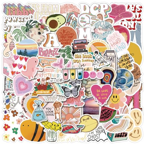 100 Stück Wasserdicht Aufkleber Mädchen, Schöne Aufkleber, Asthetische Aufkleber, Niedliche ästhetische Vinyl Aufkleber für DIY Scrapbook Zubehör Fotoalbum Tagebuch Fotobuch Notizbuch Journal von QttvbTna