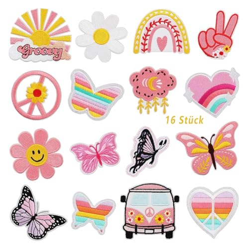 16 Stück Patches zum Aufbügeln, Bügelflicken Kinder Set Aufbügelflicken, Zum Aufbügeln für DIY Bestickte Aufnäher, Bügelbilder für Hut, Jeans, Jacken Rucksäck, Gänseblümchen, Liebesherz Flicken 16 Stück Patches zum Aufbügeln, Bügelflicken Kinder Set Aufbügelflicken, Zum Aufbügeln für DIY Bestickte Aufnäher, Bügelbilder für Hut, Jeans, Jacken Rucksäck, Gänseblümchen, Liebesherz Flicken von QttvbTna
