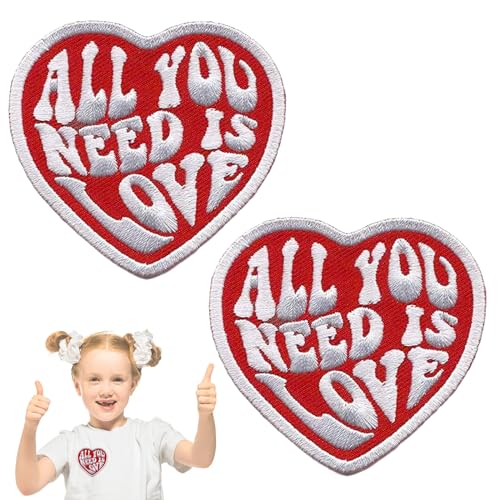 2 Stück Flicken zum Aufbügeln, " All You Need is Love" Aufnäher Patches Set DIY t Shirt Patches, Gestickte Stoffaufnäher für Clothes, Jacken, Hemden, Jeans, Hüte, Rucksäcke 2 Stück Flicken zum Aufbügeln, " All You Need is Love" Aufnäher Patches Set DIY t Shirt Patches, Gestickte Stoffaufnäher für Clothes, Jacken, Hemden, Jeans, Hüte, Rucksäcke von QttvbTna