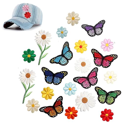 22 Stück Blumen Schmetterlinge bestickte, Aufnähermehrfarbige bestickte Aufnäher Stickerei Nähen, Aufbügeln, Aufnäher für Kinder, DIY T-Shirt, Jeans, Kleidung, Taschen, Flicken 22 Stück Blumen Schmetterlinge bestickte, Aufnähermehrfarbige bestickte Aufnäher Stickerei Nähen, Aufbügeln, Aufnäher für Kinder, DIY T-Shirt, Jeans, Kleidung, Taschen, Flicken von QttvbTna