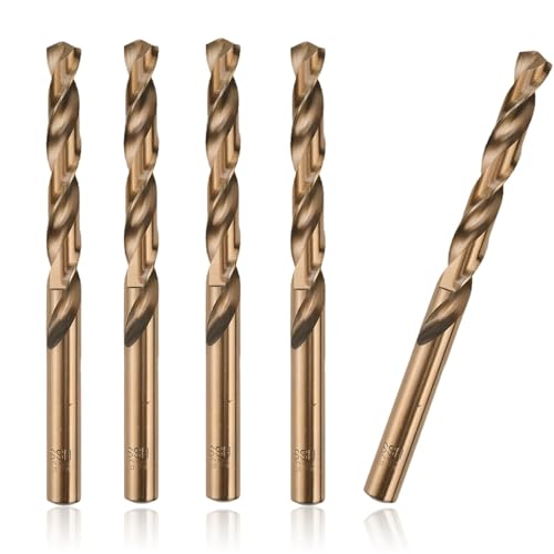 5 Stück Bohrer, HSS M35 Spiralbohrer mit geradem Schaft, Werkzeug für Edelstahl, Kupfer, Holz, Kunststoff und andere harte Materialien (6 mm) von QttvbTna
