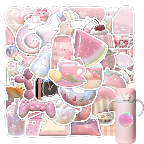 63 Stück Rosa Sticker Set, Wasserfeste Girlie-Stil Aufkleber, Rosa Aufkleber Deko für Laptop Fahrrad Snowboard Koffer Scrapbook Skateboard Sticker für Mädchen und Frauen 63 Stück Rosa Sticker Set, Wasserfeste Girlie-Stil Aufkleber, Rosa Aufkleber Deko für Laptop Fahrrad Snowboard Koffer Scrapbook Skateboard Sticker für Mädchen und Frauen von QttvbTna