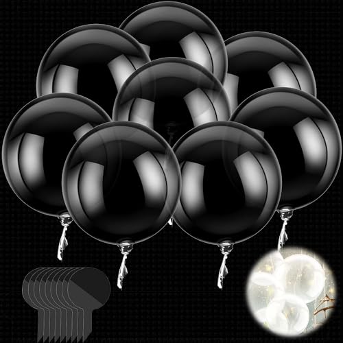 8 Stück 20 Zoll (50cm) Bobo Klar Ballons, Transparent Luftballons mit Weitem Hals Kristall Blase Klar Ballons Runde, Bobo Ballons für Hochzeit, Geburtstag Party, Partydekoration, Dekorationen von QttvbTna