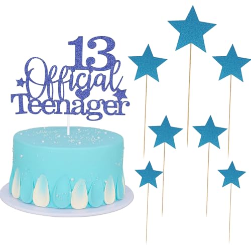Blaue offizielle Kuchendekoration für Teenager zum 13. Geburtstag, blauer Stern, Cupcake-Topper, Kuchendekorationsset für Teenager, 13. Geburtstag, Partyzubehör, Geburtstagskuchendekorationen Blaue offizielle Kuchendekoration für Teenager zum 13. Geburtstag, blauer Stern, Cupcake-Topper, Kuchendekorationsset für Teenager, 13. Geburtstag, Partyzubehör, Geburtstagskuchendekorationen von QttvbTna