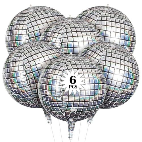 Disco-Ballons, Disco-Party-Dekorationen, 6 Stück, 55,9 cm, Helium, 4D, bunte Discokugel, glänzend und einzigartig, Disco-Fieber-Party-Dekorationen 2025 Disco-Ballons, Disco-Party-Dekorationen, 6 Stück, 55,9 cm, Helium, 4D, bunte Discokugel, glänzend und einzigartig, Disco-Fieber-Party-Dekorationen 2025 von QttvbTna