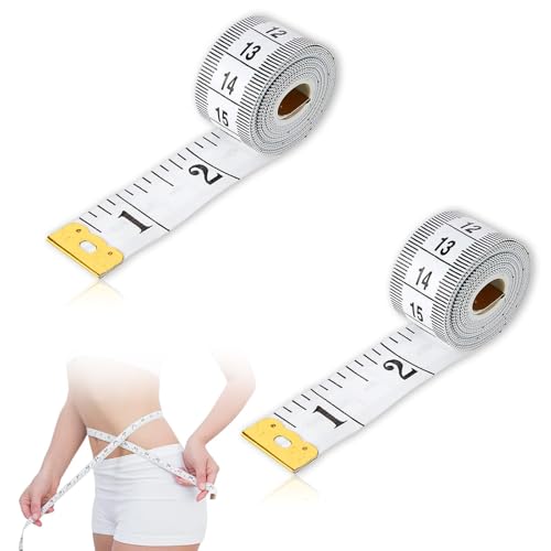 Doppelseitiges Maßband, 2 Stück, 150 cm, weicher Stoff, weiß, Maßband für Körpermaße, Schneider, Taille, Höhe, Kleidermessung Doppelseitiges Maßband, 2 Stück, 150 cm, weicher Stoff, weiß, Maßband für Körpermaße, Schneider, Taille, Höhe, Kleidermessung von QttvbTna