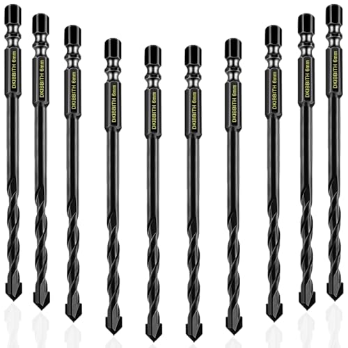 Fliesenbohrer-Set, Hartlegierung, Steinbohrer, 6 mm, für Beton, Stein, Fliesen, Holz, mit Sechskantgriff und Hitzebeständigkeit, 10 Stück Fliesenbohrer-Set, Hartlegierung, Steinbohrer, 6 mm, für Beton, Stein, Fliesen, Holz, mit Sechskantgriff und Hitzebeständigkeit, 10 Stück von QttvbTna