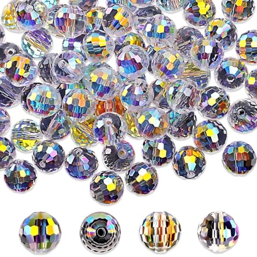 Große Glasperlen Zum Auffädeln, 80 Stück Bunte AB-Farbe Facettierte Perlen, 10 mm Perlen Zum Auffädeln, Runde Glasperlen, Glasperlen für DIY Schmuckherstellung Große Glasperlen Zum Auffädeln, 80 Stück Bunte AB-Farbe Facettierte Perlen, 10 mm Perlen Zum Auffädeln, Runde Glasperlen, Glasperlen für DIY Schmuckherstellung von QttvbTna