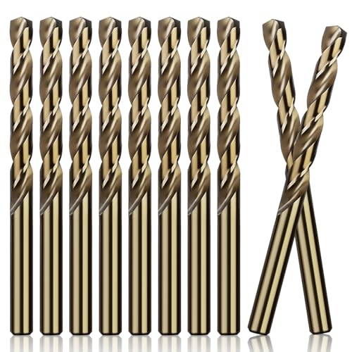 QttvbTna 10 Stück 4mm HSS Gold Kobalt Jobber Bohrer Set, Hochgeschwindigkeitsstahl Spiralbohrer Set für Edelstahl, Hartmetall, Aluminium, Gusseisen, Kupfer, Holz und Kunststoff QttvbTna 10 Stück 4mm HSS Gold Kobalt Jobber Bohrer Set, Hochgeschwindigkeitsstahl Spiralbohrer Set für Edelstahl, Hartmetall, Aluminium, Gusseisen, Kupfer, Holz und Kunststoff von QttvbTna
