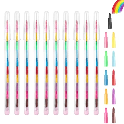 QttvbTna 20 Stück Stapelbare Wachsmalstifte, 11 Farben Baustein Buntstifte Kinder, Sicherheit und Ungiftig Regenbogen Stift Kinder Malstifte Spielzeug für kinder Malerei Geschenk Büro Schulbedarf von QttvbTna
