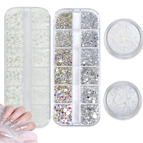 Strasssteine Nägel Set gemischt, 2 stück 12 Tabletts Flatback Boxes Perlen Nagelkunst, AB Kristall Rhinestones, Glitzersteine Nägel Dekorationen Design, DIY Nail Art Crafts Strasssteine Nägel Set gemischt, 2 stück 12 Tabletts Flatback Boxes Perlen Nagelkunst, AB Kristall Rhinestones, Glitzersteine Nägel Dekorationen Design, DIY Nail Art Crafts von QttvbTna