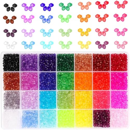 2800Stk 28 Farben Bunte Perlen Für Armbänder 6mm Kristall Facettierte Set Bastelperlen Zum Auffädeln - Armbänder Selber Machen Für Kinder, Erwachsene Zu Weihnachten, Feiertage, Geburtstage von Qtuie