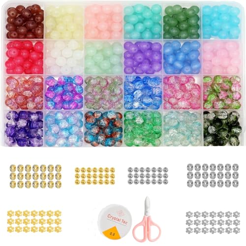 750Stk Glasperlen für Armbänder 8mm 24 Bunte Glasperlen zum Auffädeln Perlenset Runde Bunte Glasperlen zum Basteln Armband Selber Machen Perlen Set Geschenk für Weihnachten Geburtstags DIY Schmuck 750Stk Glasperlen für Armbänder 8mm 24 Bunte Glasperlen zum Auffädeln Perlenset Runde Bunte Glasperlen zum Basteln Armband Selber Machen Perlen Set Geschenk für Weihnachten Geburtstags DIY Schmuck von Qtuie