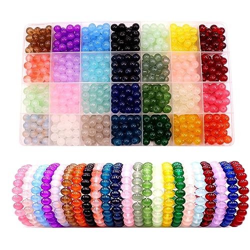 Perlen für Armbänder Erwachsene Kinder 8mm Glasperlen zum Auffädeln Armbänder-Set Armbänder Selber Machen Runde Perlenset Bunte Perlen Set Schmuck Bastelperlen Edelsteinperlen Schmuckperlen Perlen für Armbänder Erwachsene Kinder 8mm Glasperlen zum Auffädeln Armbänder-Set Armbänder Selber Machen Runde Perlenset Bunte Perlen Set Schmuck Bastelperlen Edelsteinperlen Schmuckperlen von Qtuie