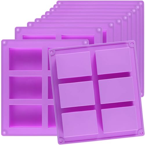 Silikon-Seifenformen mit 60 Mulden, rechteckige Seifenform, 6 Mulden, Silikonformen für Bastelseife, Kuchen, Schokolade, 10 Packungen Silikon-Seifenformen mit 60 Mulden, rechteckige Seifenform, 6 Mulden, Silikonformen für Bastelseife, Kuchen, Schokolade, 10 Packungen von QuZCarious