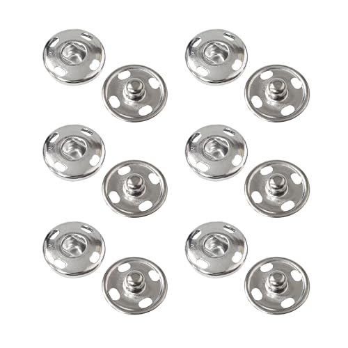 Quacc 6 Sets Druckknöpfe zum Aufnähen, rostfreie Metall-Druckknöpfe zum Nähen von Kleidung, Handtasche, Geldbörse, Bastelprojekten (15 mm) von Quacc