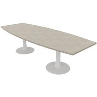 Quadrifoglio Konferenztisch Idea+ beton Tonnenform, Säulenfuß weiß, 280,0 x 80,0 - 110,0 x 74,0 cm von Quadrifoglio
