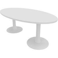 Quadrifoglio Konferenztisch Idea+ weiß oval, Säulenfuß weiß, 200,0 x 110,0 x 74,0 cm von Quadrifoglio