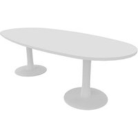 Quadrifoglio Konferenztisch Idea+ weiß oval, Säulenfuß weiß, 240,0 x 110,0 x 74,0 cm von Quadrifoglio