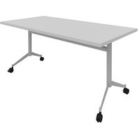 Quadrifoglio Mehrzwecktisch Pop-up grau, alu rechteckig, T-Fuß-Gestell alu, 160,0 x 80,0 x 74,0 cm von Quadrifoglio