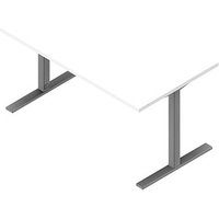 Quadrifoglio Schreibtisch weiß rechteckig, C-Fuß-Gestell silber 140,0 x 80,0 cm von Quadrifoglio