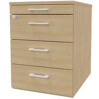 Quadrifoglio Standcontainer eiche 3 Auszüge Kunststoff-Bügelgriff silber 42,0 x 56,0 x 58,0 cm von Quadrifoglio