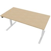 Quadrifoglio Up&Up elektrisch höhenverstellbarer Schreibtisch eiche rechteckig, C-Fuß-Gestell weiß 160,0 x 80,0 cm von Quadrifoglio
