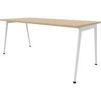 Quadrifoglio X3 Schreibtisch eiche rechteckig 4-Fuß-Gestell weiß 180,0 x 80,0 cm von Quadrifoglio