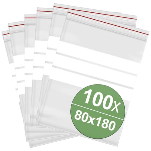 Druckverschlussbeutel mit Beschriftungsstreifen (B x H) 80mm x 180mm Transparent Polyethylen von Quadrios