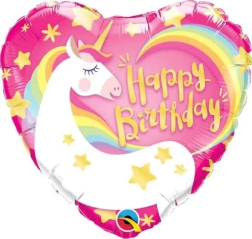 18In Heart Birthday Magical Unicorn von Qualatex