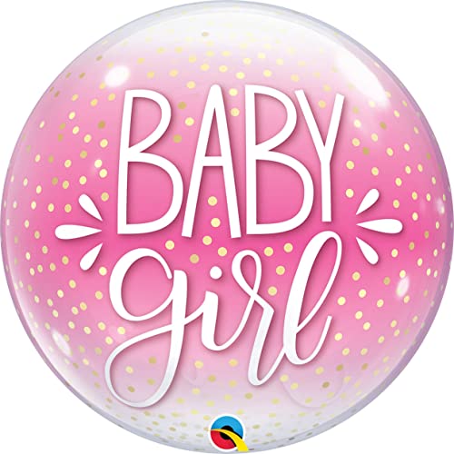 M.55 cm Baby-Mädchen, Rosa und Konfetti-Punkte, Blase M.55 cm Baby-Mädchen, Rosa und Konfetti-Punkte, Blase von Qualatex