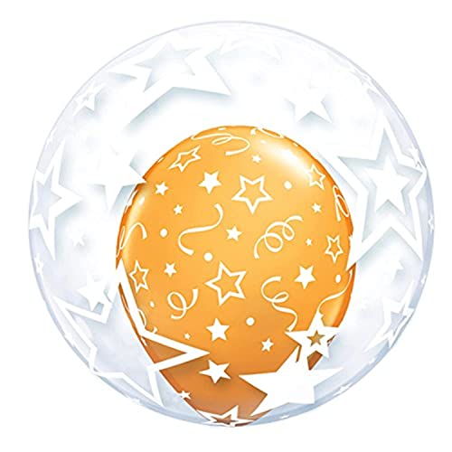 Qualatex 42671 Stilvolle Sterne Deco Bubble Latex Ballon, weiß, 61 cm von Qualatex