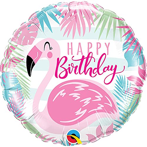 Qualatex 57274 Folienballon zum Geburtstag, rund, Flamingo, Rosa, 45,7 cm von Folat