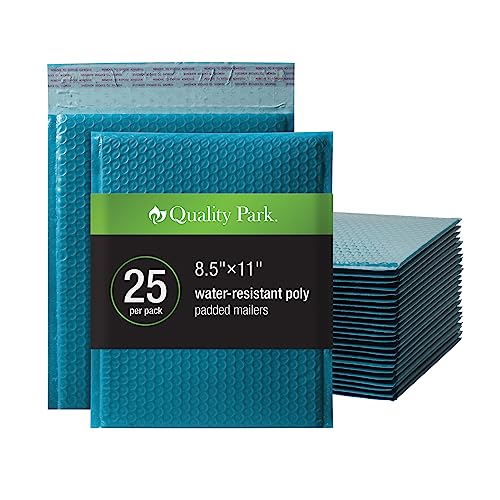 Quality Park Luftpolster-Versandtaschen, 8,25 x 11 Versandumschläge, wasserabweisend, blau, gepolstert, Redi-Strip-Abziehverschluss, 25 Stück / Box (QUA85867) von Quality Park