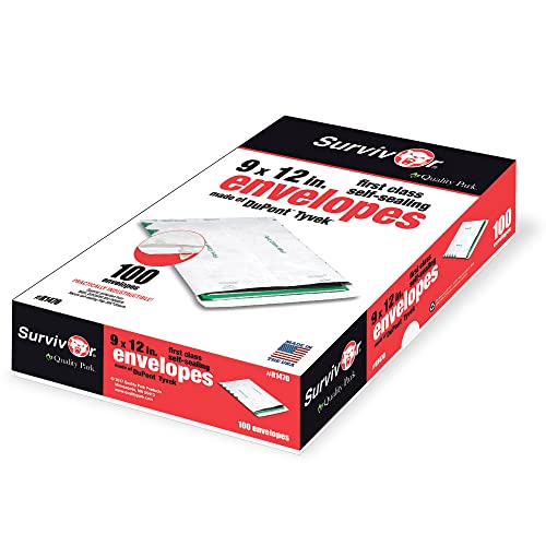 Survivor R1470 Tyvek USPS First Class Versandtaschen, 22,9 x 30,5 cm, Weiß, 100 Stück von Quality Park