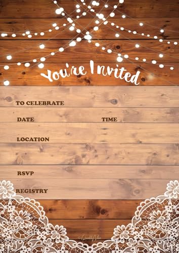 25 rustikale Einladungen und 25 Umschläge für Hochzeit, Brautparty, Geburtstage, Verlobungen, Junggesellinnenabschiede. Dieser rustikale Einladungsstil ist auch ideal für Einweihungspartys, von QualityVibe