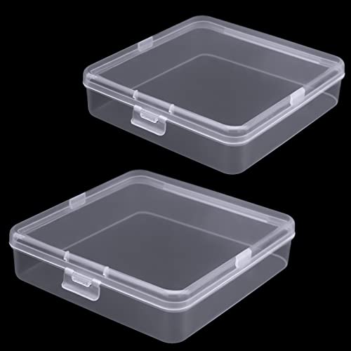 Qualsen 2er Pack plastikbox mit Deckel, aufbewahrungsbox klein für Kleinteile, kleine Perlen, Jewerlry-Ergebnisse, Schrauben, nähzubehör, bastelsachen, 13.2 x 13.2 x 3.3 cm von Qualsen