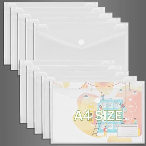 Qualsen A4 Dokumentenmappe mit Klettverschluss, 10 Stück Dokumententasche a4, Mehrfarbig Dokument Organisieren für Schulbüro,Hausaufgaben für Papier,Quittungen von Qualsen