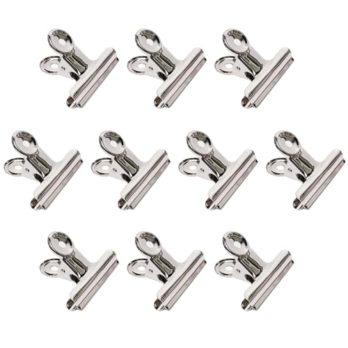 Qualsen Klammern Metall 50MM Silbrig Klammern Für Tüten Bulldogge Büroklammern Metallklammern Klemmen Für Etiketten Bilder Dokumente Fotos (10PACK) von Qualsen