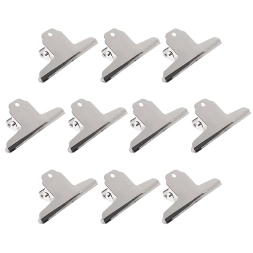 Qualsen Klammern Metall 75MM Silbrig Klammern Für Tüten Bulldogge Büroklammern Metallklammern Klemmen Für Etiketten Bilder Dokumente Fotos (10PACK) von Qualsen