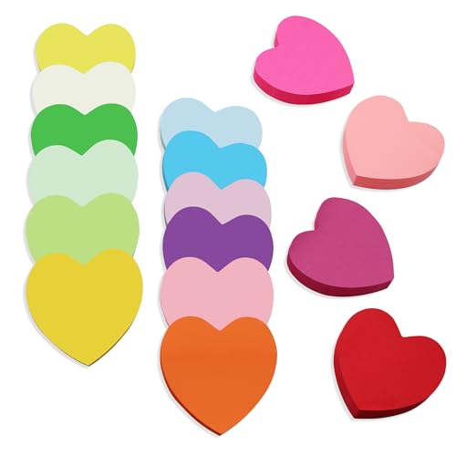 Quanerba 1200pcs Herz Haftnotizen, 16 Farben 76 x 76 mm, Selbstklebende Haftnotizzettel Farbige Haftnotizen, für Büro Schule Zuhause, 75 Blätter/Block Quanerba 1200pcs Herz Haftnotizen, 16 Farben 76 x 76 mm, Selbstklebende Haftnotizzettel Farbige Haftnotizen, für Büro Schule Zuhause, 75 Blätter/Block von Quanerba