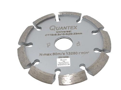 Diamant Frässcheibe Ø 115 mm mit V- Segment. Segmentstärke 9,5 mm, Fugenfräser für Mauerwerk und Putz von Quantex