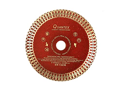 Diamant Trennscheibe 75mm Ceramic Cut. Zubehör für alle Akku-Trennschleifer, Druckluft-Trennschleifer mit 75mm/76mm - 10mm Aufnahme. Diamanttrennscheibe für Fliesen, Feinsteinzeug, Keramik etc. Diamant Trennscheibe 75mm Ceramic Cut. Zubehör für alle Akku-Trennschleifer, Druckluft-Trennschleifer mit 75mm/76mm - 10mm Aufnahme. Diamanttrennscheibe für Fliesen, Feinsteinzeug, Keramik etc. von Quantex
