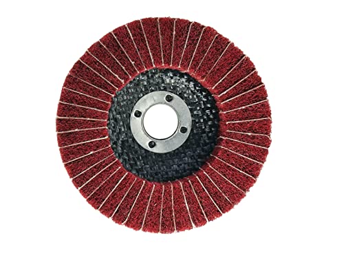 Polierrad 125mm für Winkelschleifer - Poliervlies in Körnung 320 kombiniert mit Schleifpapier (K 120) - ROT. von Quantex