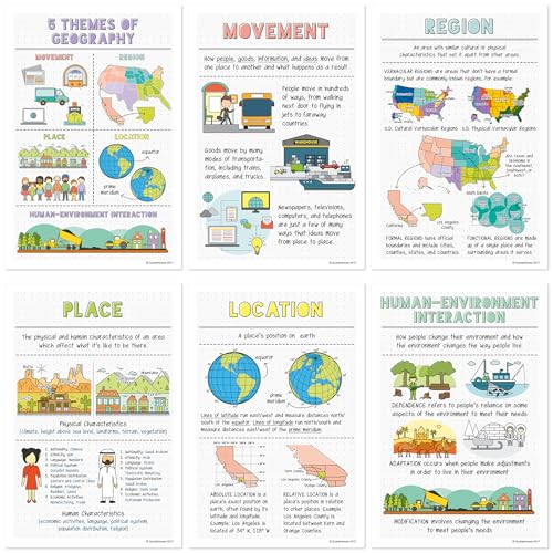 5 Themes of Geography Klassenzimmer Poster-Set, 6 Stück, 30,5 x 45,7 cm 5 Themes of Geography Klassenzimmer Poster-Set, 6 Stück, 30,5 x 45,7 cm von Quarterhouse