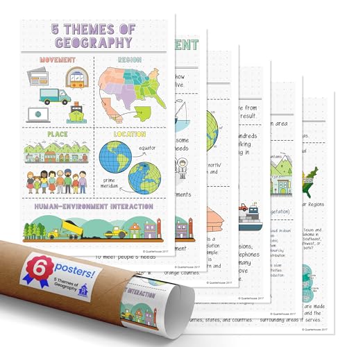 5 Themes of Geography Klassenzimmer Poster-Set, 6 Stück, 30,5 x 45,7 cm 5 Themes of Geography Klassenzimmer Poster-Set, 6 Stück, 30,5 x 45,7 cm von Quarterhouse