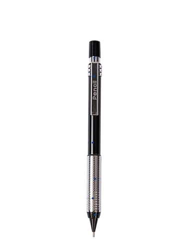 Quavva Metall-Druckbleistift zum Zeichnen, 0,5 mm mit Radiergummi, bruchfeste Mine, Zeichnen, Skizzieren, Schreiben, 12er-Pack, Schwarz (1 Stück, ZD122 (2B/0,5 mm)) von Quavva